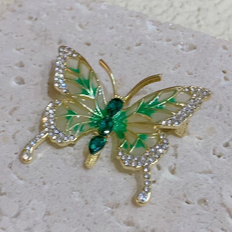 New Butterfly Brooches For Women Inlaid Zircon Imitation Pearl Brooch Pin Girls Wedding Party Clothing Jewelry Accessory
