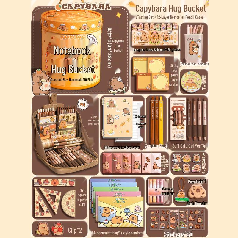 Capybara Souvenir Schreibwaren-Set - Perfektes Geschenk zum Kindertag, Geburtstag oder als Auszeichnung im Kindergarten
