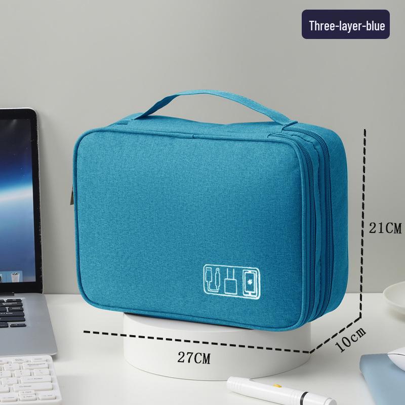 Triple-Layer Shockproof Portable Organizer for Cables, Earphones, Power Banks & Hard Drives