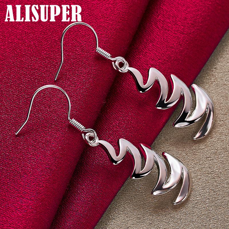 925 Sterling Silver Crescent Drop Earrings Jewelry