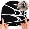 Retro Gothic Spider Web Jacquard Beanie for Women Men Caps Unisex Knitted Warmer Hip Hop Unisex Elastic Knit Hat Skull Cap