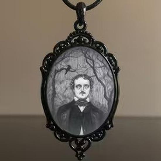 Oval Glass Pendant Necklace with Black Base 1