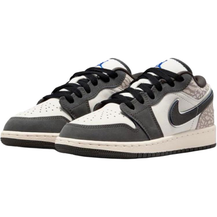 Air Jordan 1 Low SE GS Sail Deep Pewter Kids Sneakers Grey Gamma-Grey Game-Royal IU2269-100