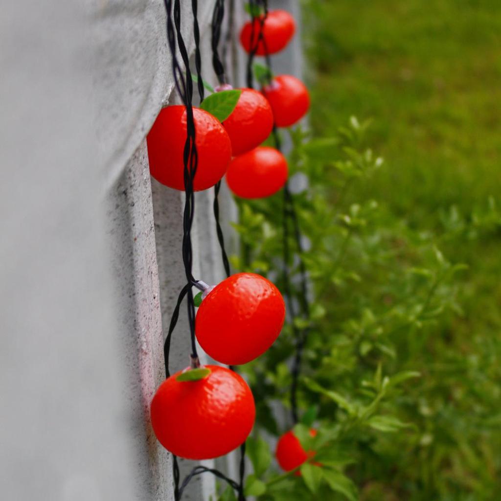 Waterproof Solar Fruit String Lights: Apple & Orange Harvest Festival Decoration