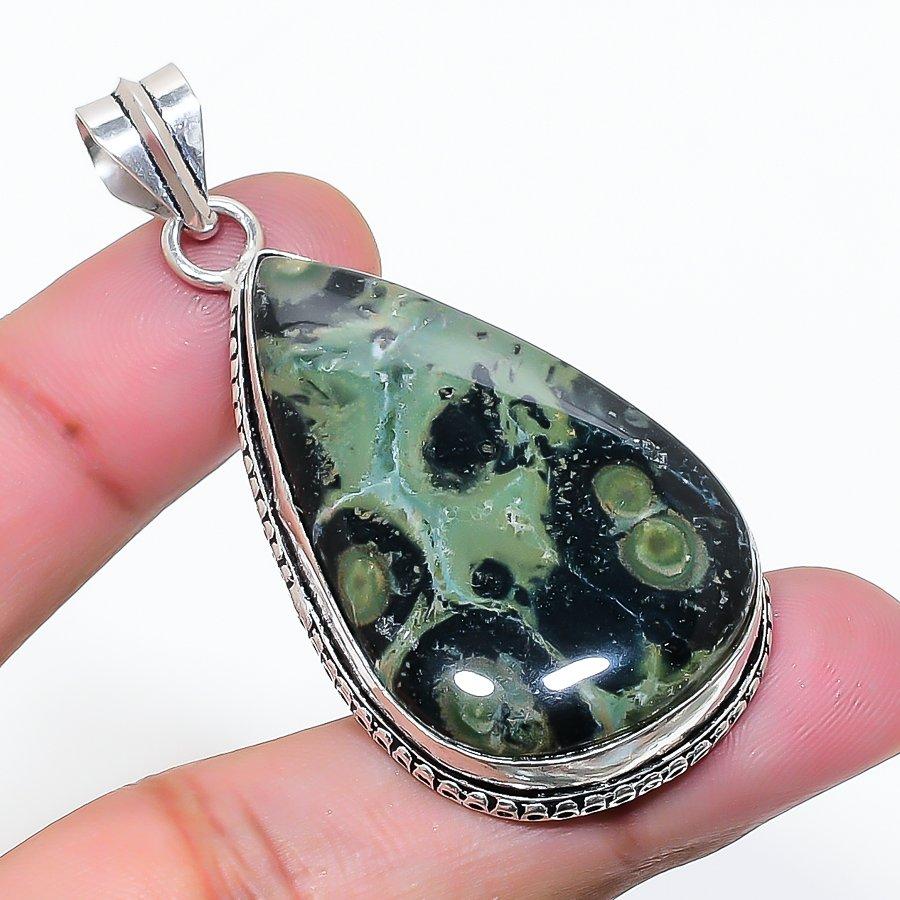 Natural Kambaba Jasper Gemstone 925 Sterling Silver Jewelry Pendant 2.25  AP-15530