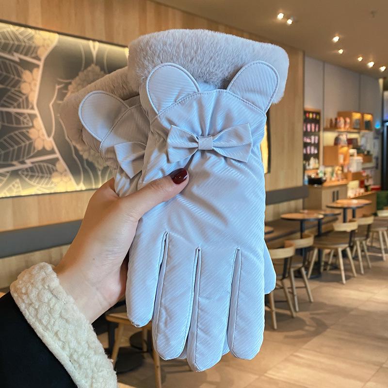 Winter Warme Dicke Handschuhe Niedlicher Kleiner Bär Plüsch Handgelenk Wasserdicht Touchscreen Schutz Warme Handschuhe Outdoor Skiausrüstung