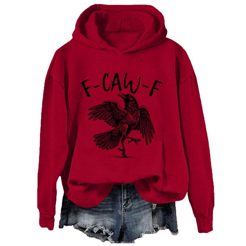 Ladies Fashion Casual Long Sleeve Printed Round Neck Hoodie Pullover Top