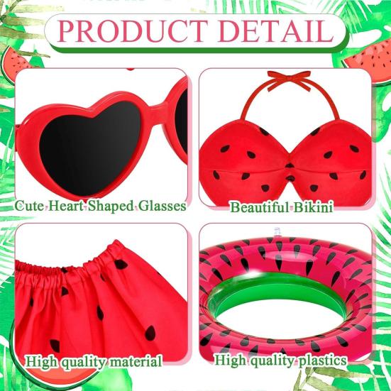 1 Set Porch Goose Outfits Outdoor Garden Lawn Yard Goose Statue Striped Shirt Red Hat Hawaii Bikini Swim Ring Holiday Party Dress-up Clothing