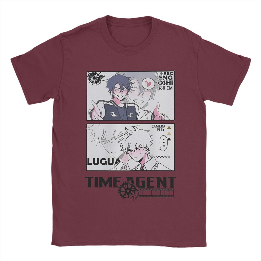 Αστεία Μπλουζάκια Anime Lu Guang για Άνδρες, Στρογγυλή Λαιμόκοψη, Βαμβακερά T-Shirts, Πράκτορας του Χρόνου, Κοντομάνικο T-shirt, Μεγάλα Μεγέθη, Εμπορεύματα