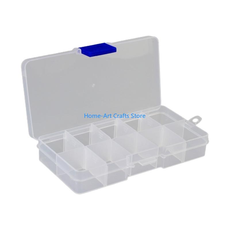 Y3NA Clear Plastic Storage Box 10 Compartment with Sealing Lid Container for Case for Small Jewelry Ring for Pill Multicolor