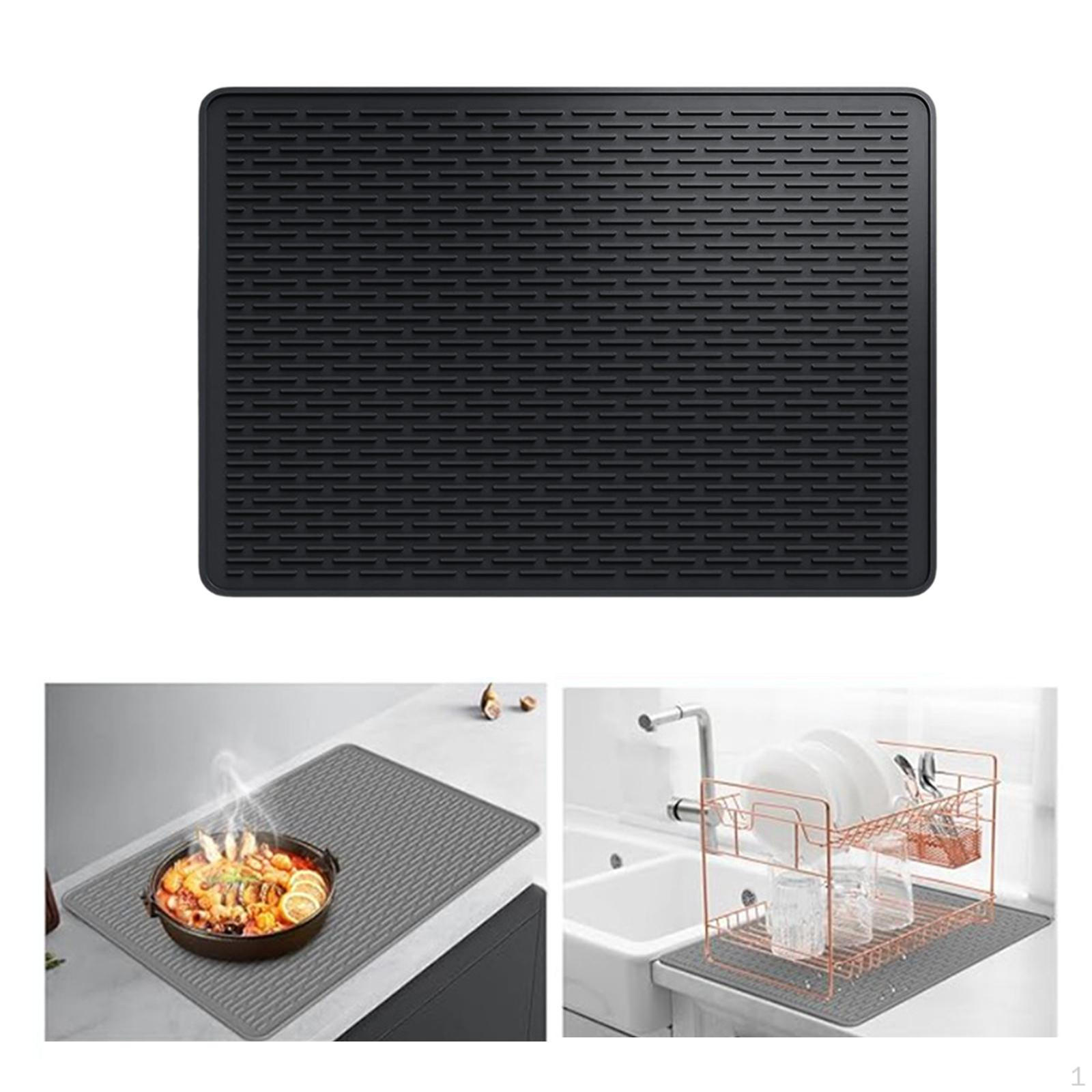 

Dish Drying Mat Easy Clean Heat Resistant Kitchen Drainer Pot Holder Non Slip Black