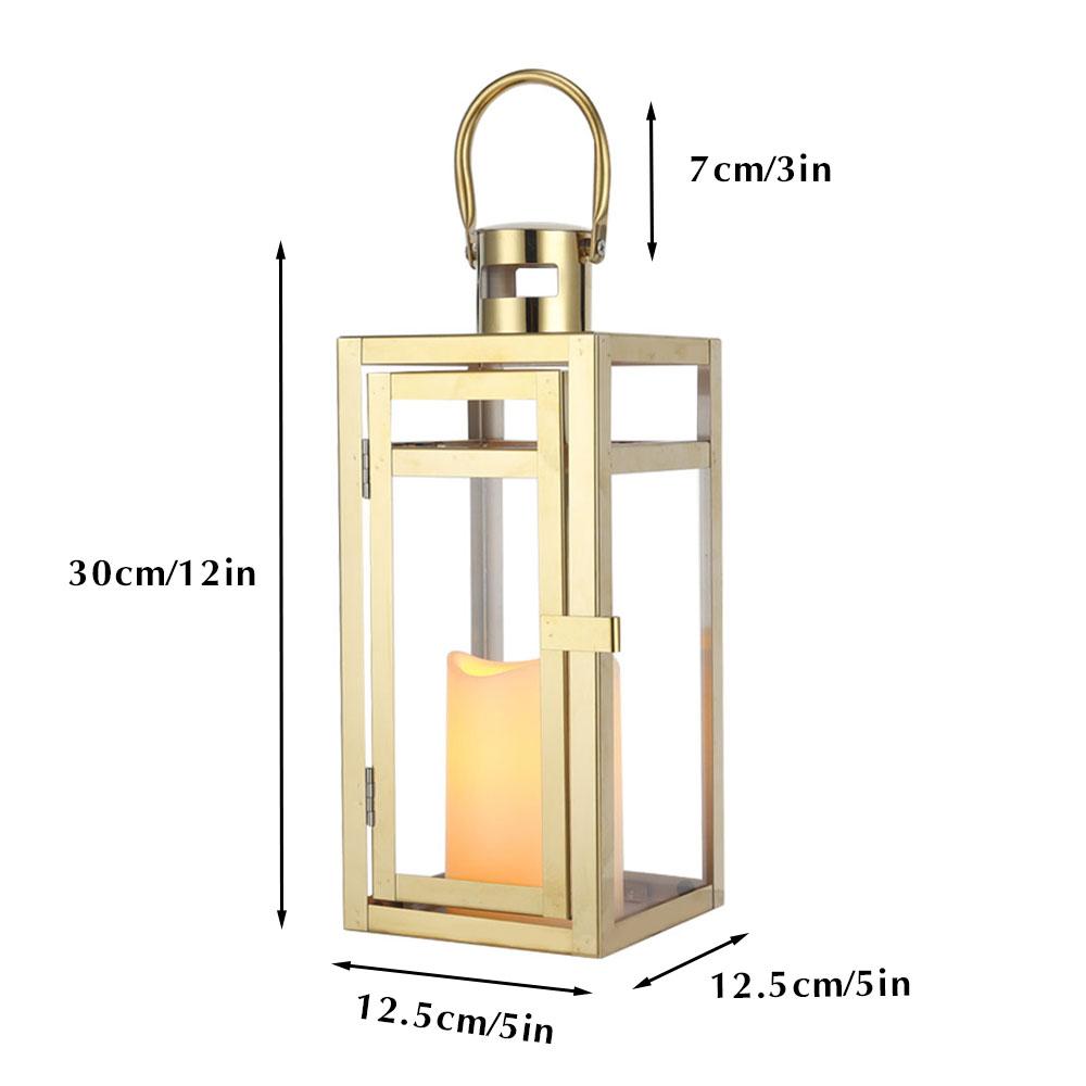 Stainless Steel Candle Holder Lanterns Gold Hanging Lantern Metal Candlestick Light for Indoor Outdoor Weddings Party Home Decor