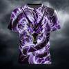Camiseta Gráfica de Dragón Rayo para Hombre Camiseta de Manga Corta con Cuello Redondo Estampado 3D Retro Moda Hombres/Mujeres Tops Deportivos Diarios para Exteriores