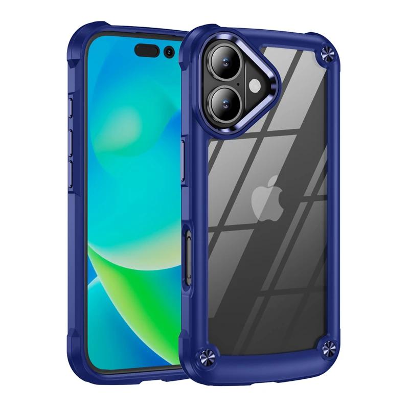 Husă de telefon tip bumper armură rezistentă la șocuri pentru iPhone 16 15 14 13 12 11 Pro Max 16Plus Cadru moale TPU Husă spate hibridă transparentă