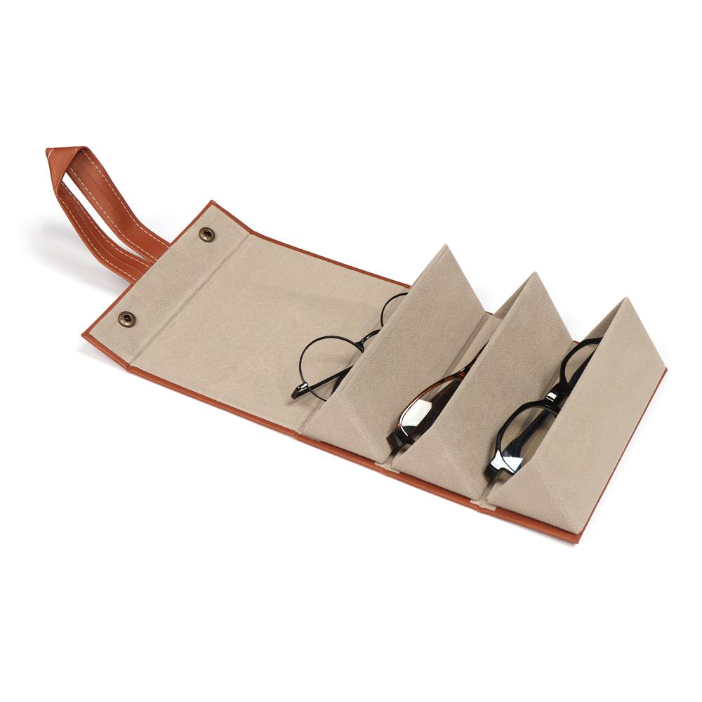 PU Leather Portable Display Eyeglasses Holder Glasses Organizer Storage Box Sunglasses Case