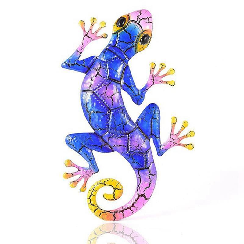 

AEE2-Metal Gecko Yard Garden Decoration For Outdoor Statues Home Garden Wall Decor Miniature Sculpture Lizard Ornaments