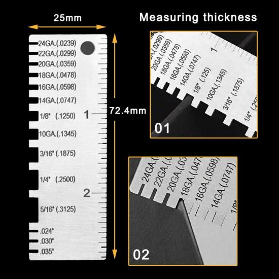 2 Pcs Stainless Steel Thickness Gauges Wire Gauge Measuring Tool, Metal Sheet...