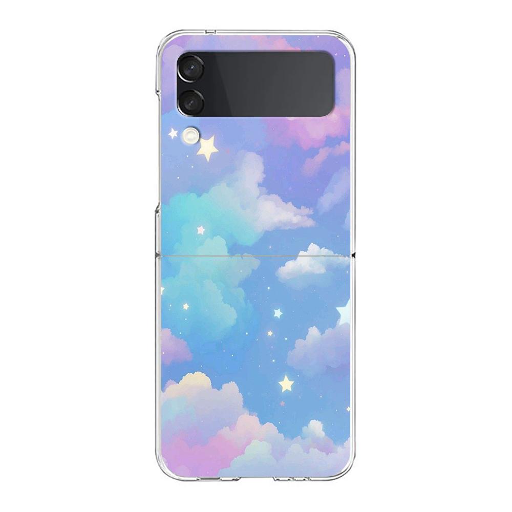 Floating Liquid candy mural Phone Case For Samsung Galaxy Z Flip 3 4 5 Hard Folding Clear PC For Samsung Z Flip 6 Back Cover