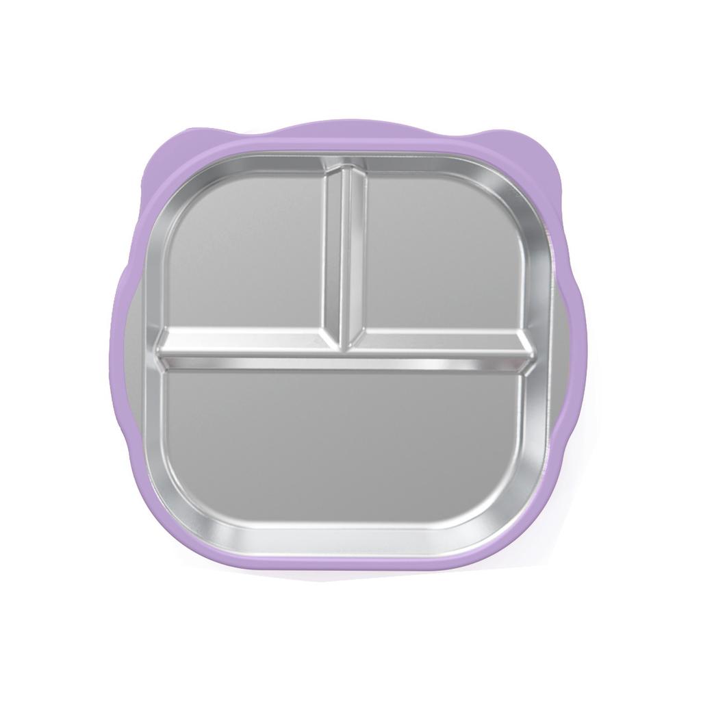 New Stainless Steel Baby Feeding Plate, Food Grade Silicone Suction Divided Plate, -Fall Heat Resistant Kids Dinner Plate