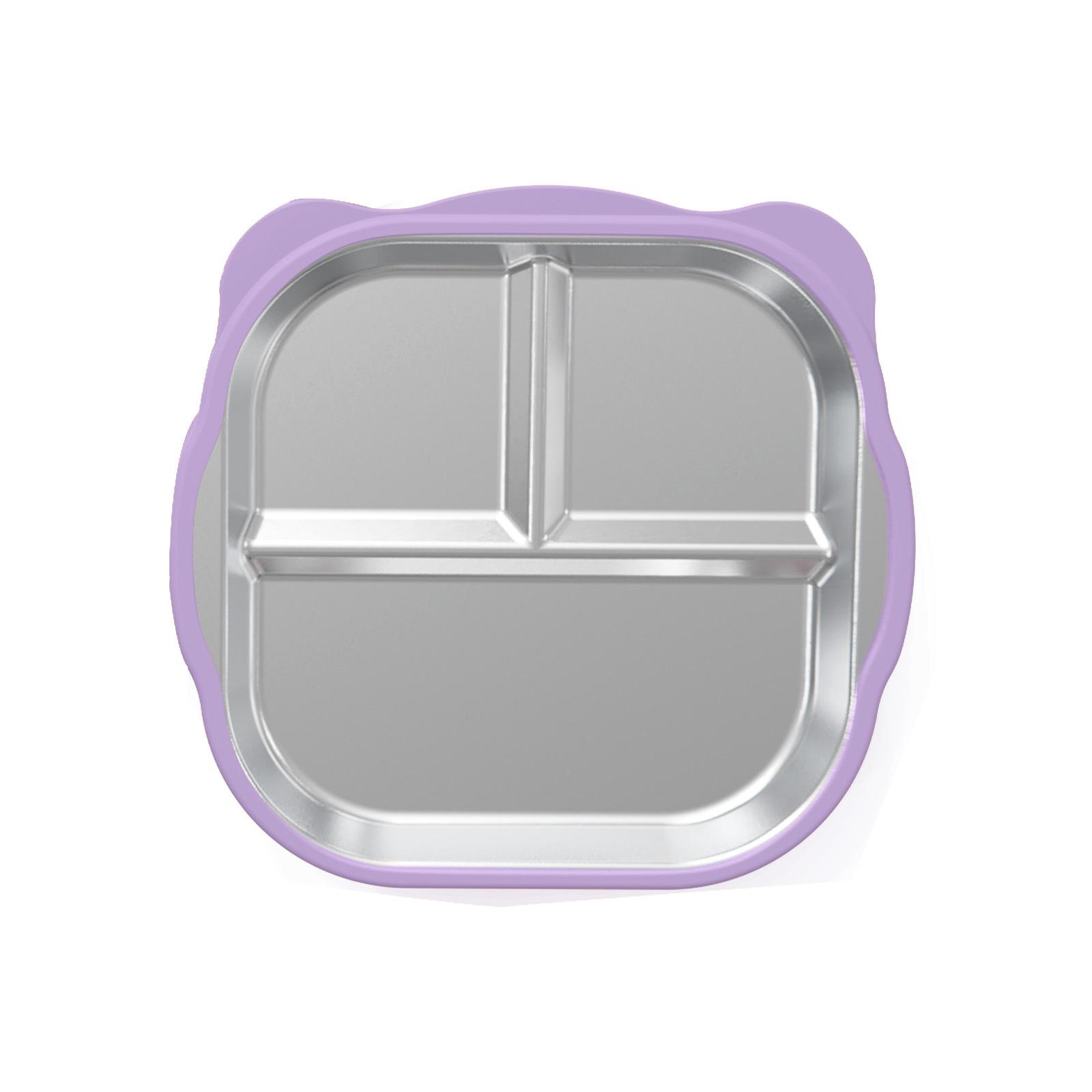 

New Stainless Steel Baby Feeding Plate, Food Grade Silicone Suction Divided Plate, -Fall Heat Resistant Kids Dinner Plate one size фіолетовий