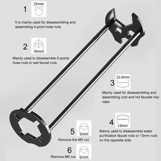Çok İşlevli Lavabo Anahtarı Ağır Hizmet Karbon Çelik 360 Derece Dönebilen Musluk Aleti Esnek Sıhhi Tesisat Anahtarı