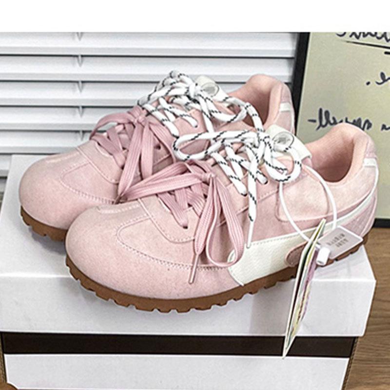 

Niche puff bread shoes Forrest Gump ballet little white shoes ugly cute spring new chic pink German training board shoes women 35 рожевий