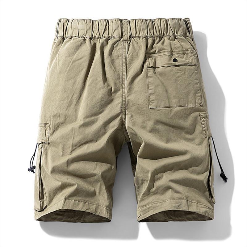 Herren Baumwolle Atmungsaktiv Cargo-Shorts Elastischer Bund Kordelzug Mehrere Taschen Knielang Lässig Arbeitsshorts