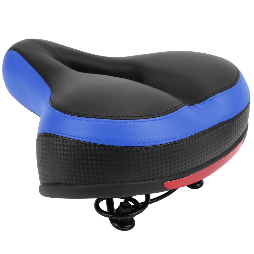 Mountain Bike Saddle Comfortable Microfiber Leather HollowCarved Spring Bike Saddle Seat(Black Blue