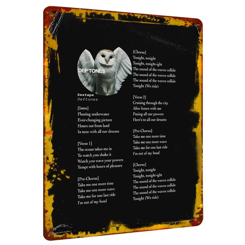 

Deftones Sextape Lyrics Metal Tin Sign Music Art Decor for Bedroom Living Room Wall Hanging 20x30cm（7.8x11.8inch）