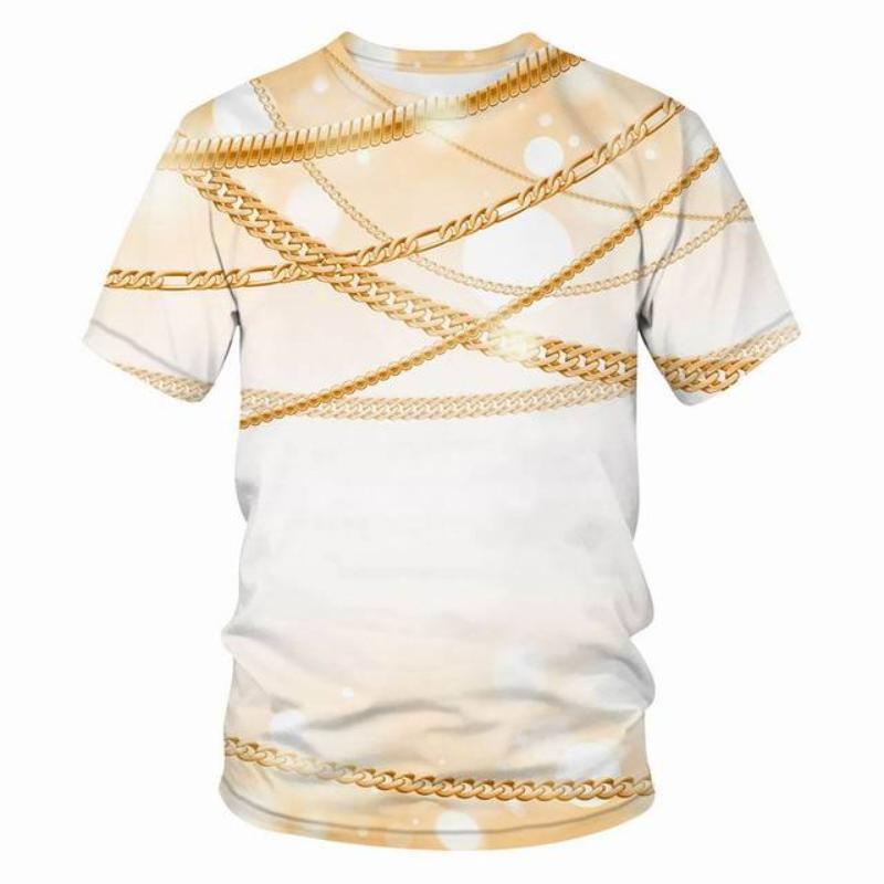 Luxusní 3d tričko s potiskem Ležérní letní styl Módní potisk Tričko s krátkým rukávem Ženy Top Chain Streetwear Volné tričko 6xl