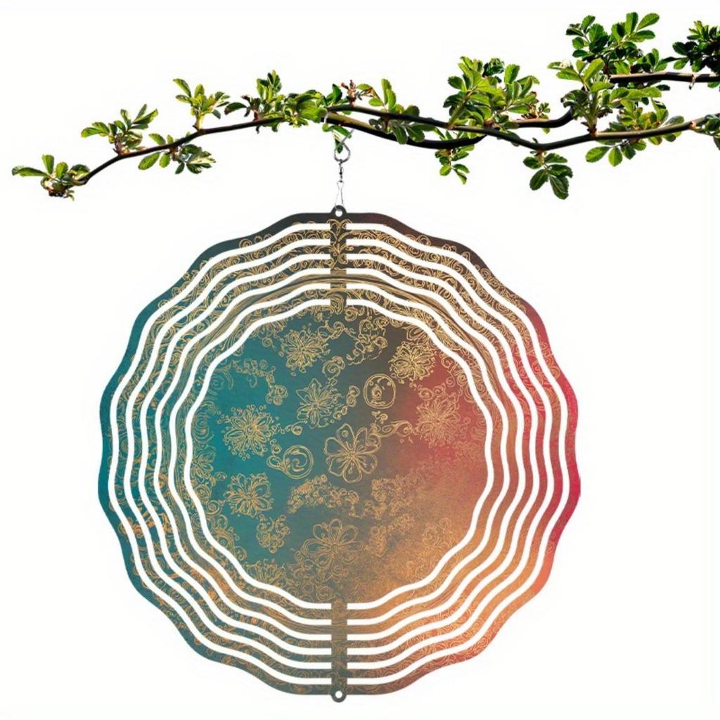 360 Degree Rotating Metal Wind Spinner for Outdoor Garden Decor with Intricate Floral Design and Vibrant Colors Perfect Gift for All Seasons