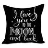 Valentine's Day Letters Black and White Cotton Linen Super Soft Peach Leather Velvet Pillowcase Sofa Home Cushion Cover