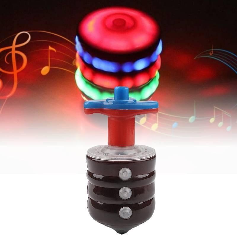 Colorful Flashing Musical Plastic Spinning Top Set With Battery-powered Lights
