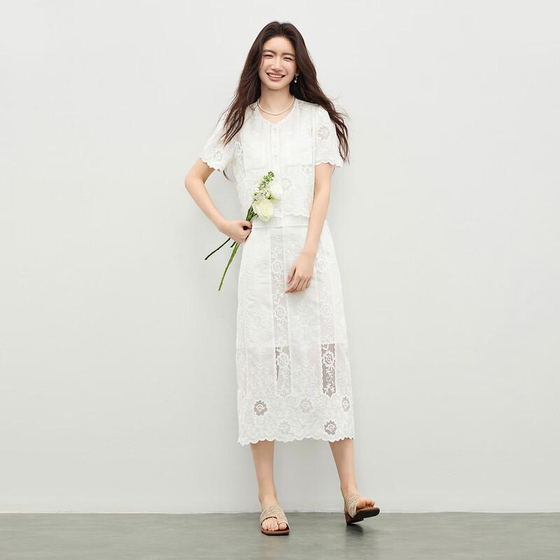 French Romantic Hollow Floral Two-Piece Skirt Set