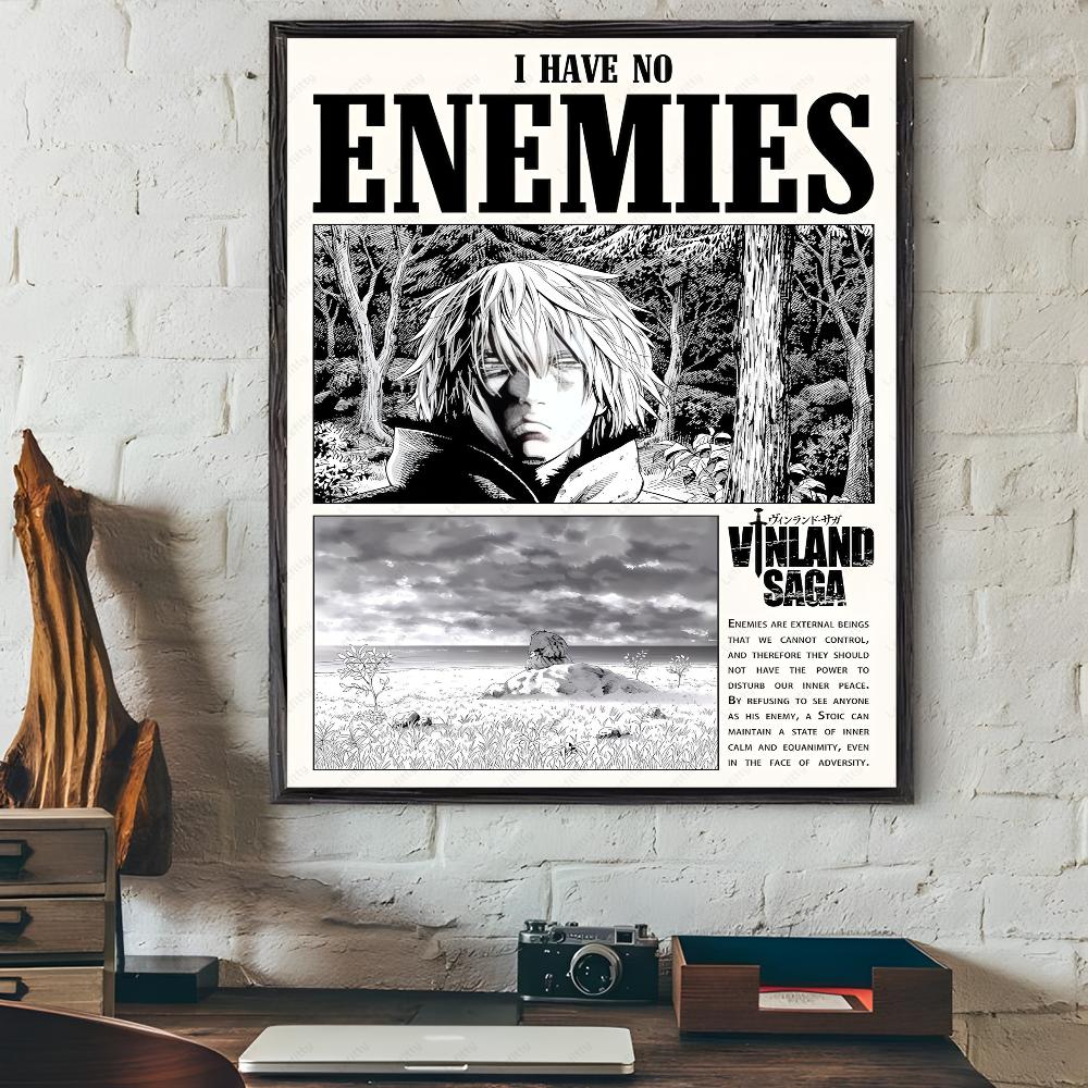 Cool V-Vinland M-Manga S-Saga Anime Poster Sticky Wall Art Printing Waterproof Home Living Bed Room Bar Aesthetic Decor