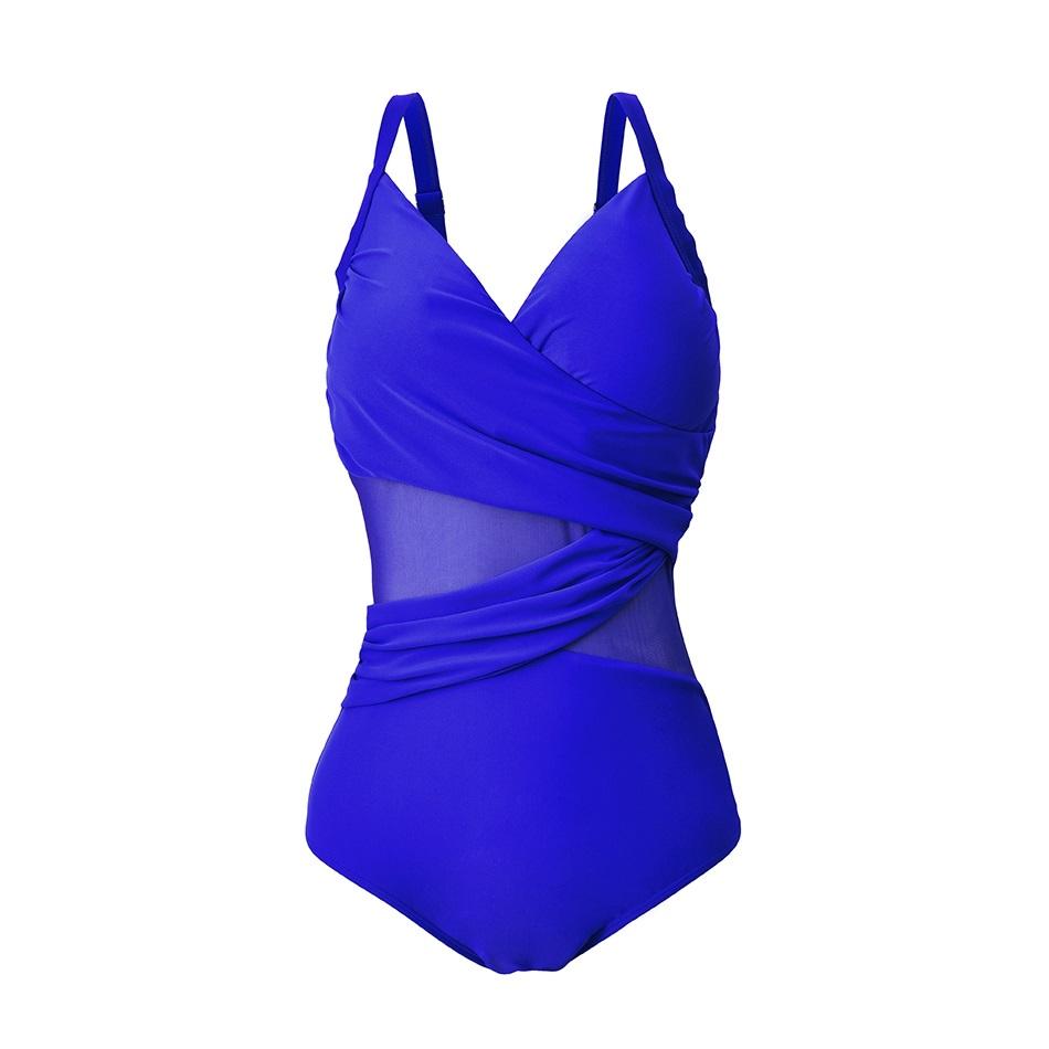2026 New Sexy Plus Size One Piece Swimsuit Women Mesh Patchwork Bathing Suits Vintage Swimwear Summer Beach Wear Swim Suit M-4XL