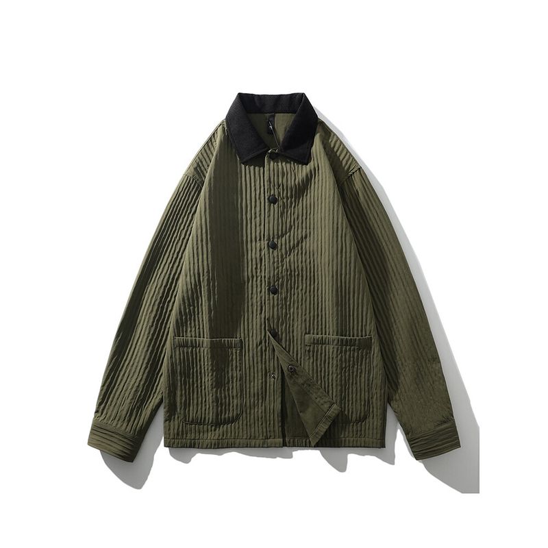 American vintage Contrast Color Lapel Pleat Cargo Shirts Men's Spring and Summer Thin Outerwear Foreign Trade Men's Casual Shirt