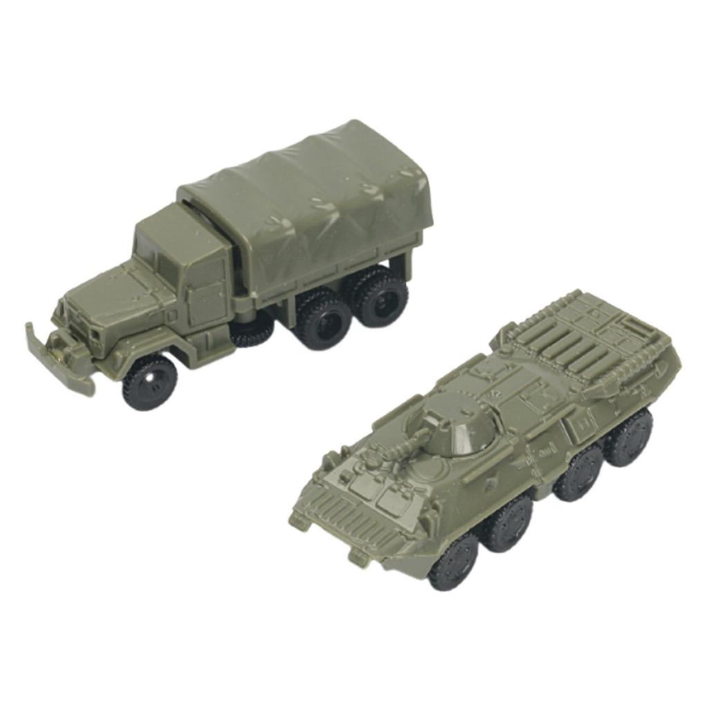 2Pcs 1/144 Vehicle Model Building Kits Education Tabletop Decor 4D M35 Truck