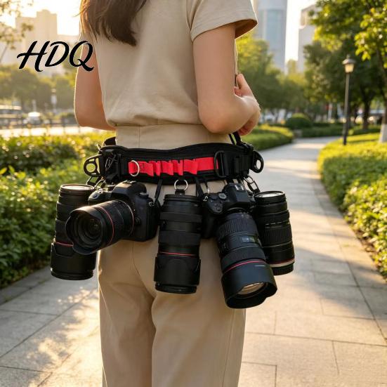High Strength Camera Mounting System Adjustable Photography Waist Belt with Multi Mount Points Heavy Duty Lens Bag Attachment Nylon Strap for Outdoor