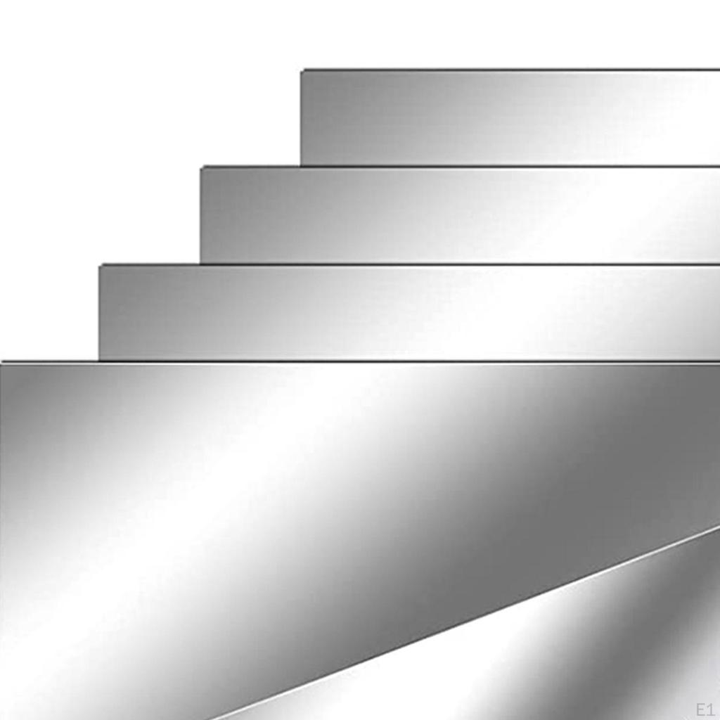 4 Pcs Square Wall Mirror Tiles Full Length Frameless Acrylic Stickers for Gym