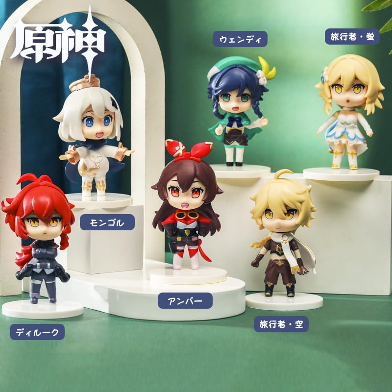 Cute Character Genshin Impact Blind Box Anime Game PC Case Gifts 6 Genshin Impact Figures In a Single Total of 6 [KRGNPLE] Figures, Accessories,