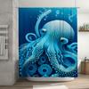 Blue Octopus Shower Curtain Bath Decoration Waterproof Fabric Unique Marine Life Prints for Bathroom Decorations