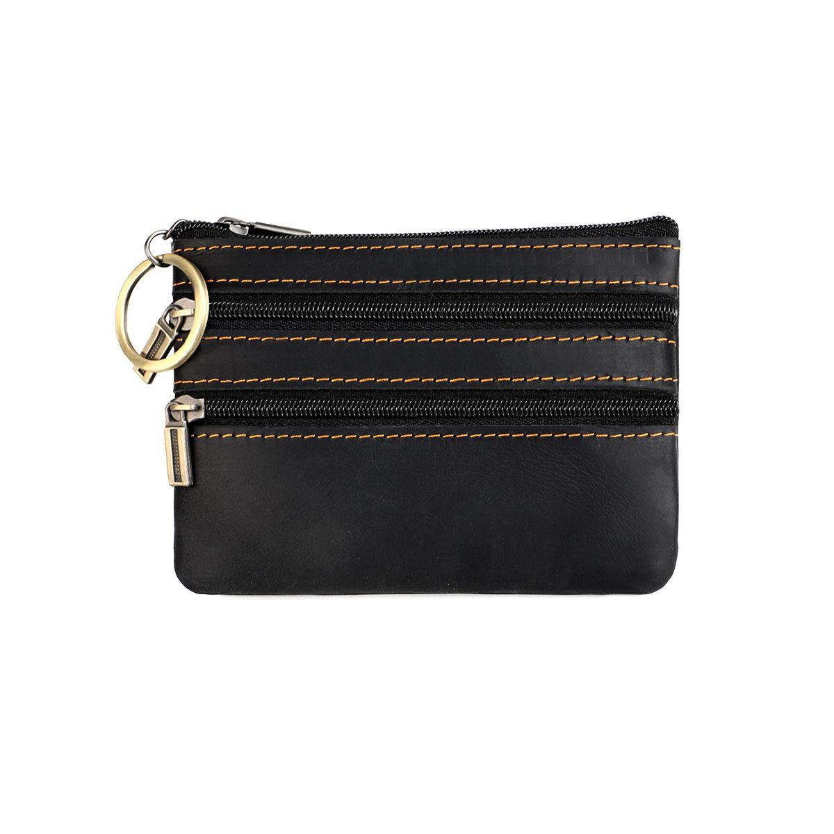 Винтажный кошелек Crazy Horse из натуральной кожи для мужчин и женщин, небольшой кошелек на молнии для монет чёрный