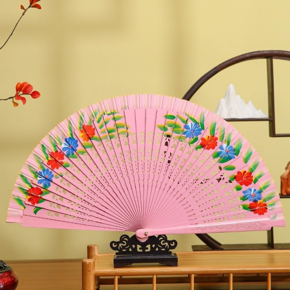 Home Decor Antique Spanish Wooden Fan Traditional Classic Hand-painted Fan Colorful Decorative Folding Fan Photography Prop