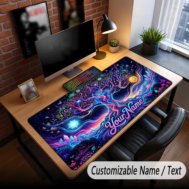 Tree of Life Theme Custom Mouse Pad Personalized With Name Text Customized Desk Mat For Office Home Decor
