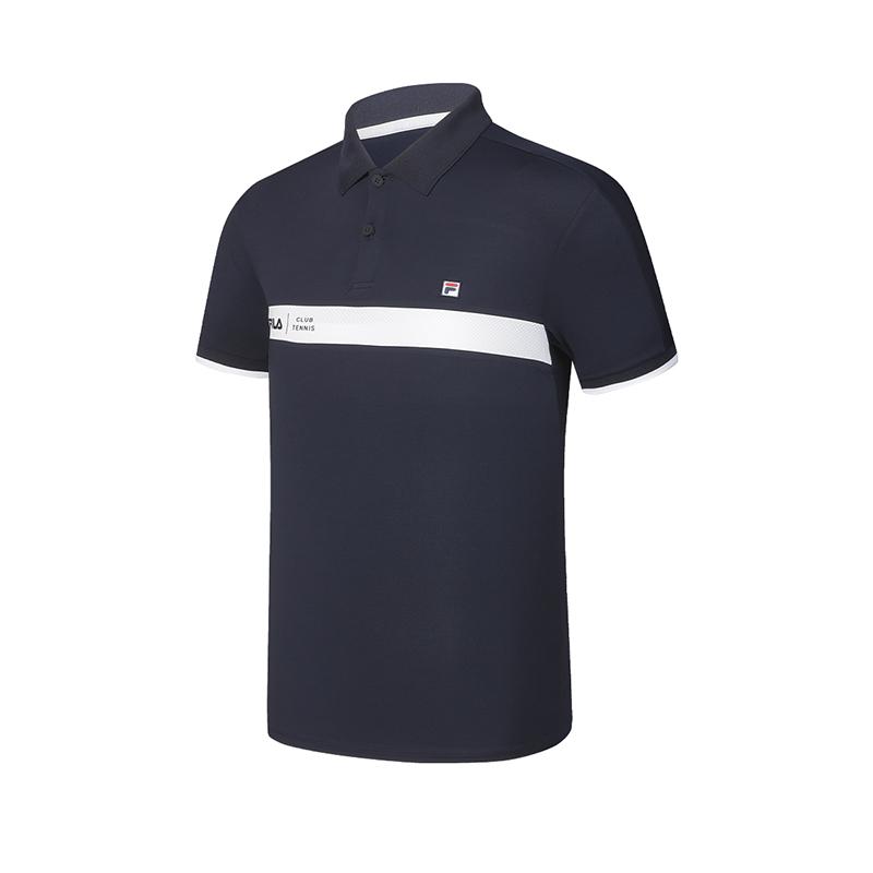 Fila Теннисная серия Однотонная футболка-поло с коротким рукавом Мужские футболки-поло A11M423112F-NV