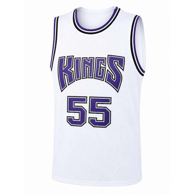 Jersey Retro Williams 55 Kings Negro con Ribete Morado y Blanco Uniforme Deportivo Chaleco Casual Hombres y Niños