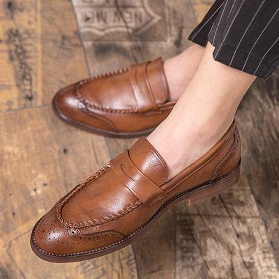 Brogue Men Shoes Fashion Loafers Comfy PU Leather Men's Flats LuxuryMale Mocasines Footwear Men Big Size Casual Shoes