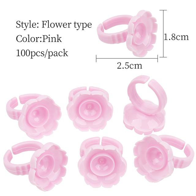 100 Pcs Disposable False Eyelash Flower Glue Cup Ring Holder Tattoo Pigment Eyelash Extension Tool Accessories