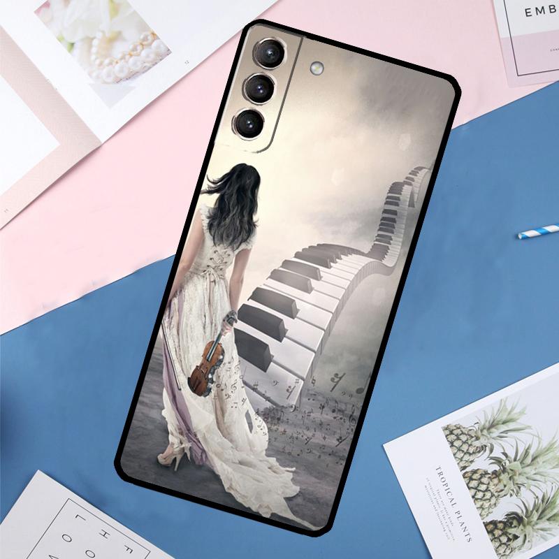 Violin Piano Case For Samsung Galaxy S25 Ultra S24 S23 S22 S21 Ultra S9 S10 Plus S23 FE S25 FE Back Cover